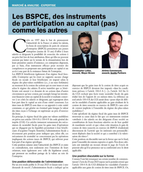 Les BSPCE, des instruments de participation au capital (pas) comme les autres