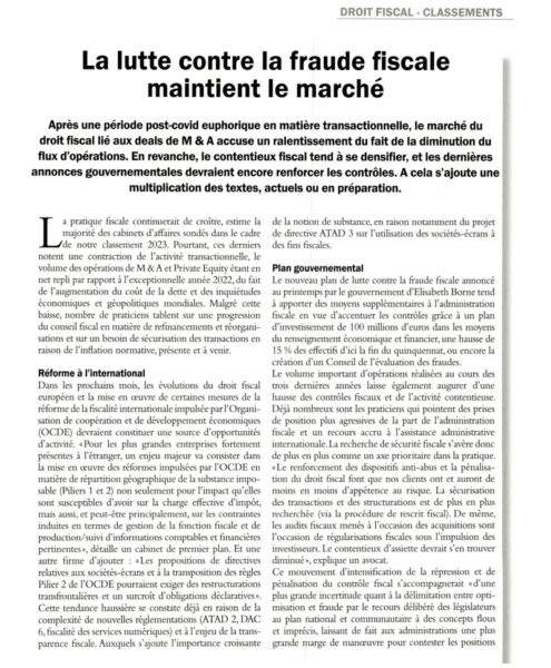 La lutte contre la fraude fiscale maintient le marché