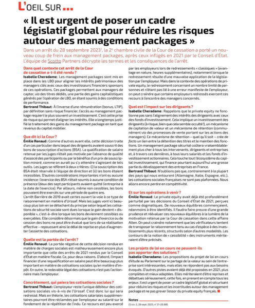 II est urgent de poser un cadre législatif global pour réduire Les risques autour des management packages